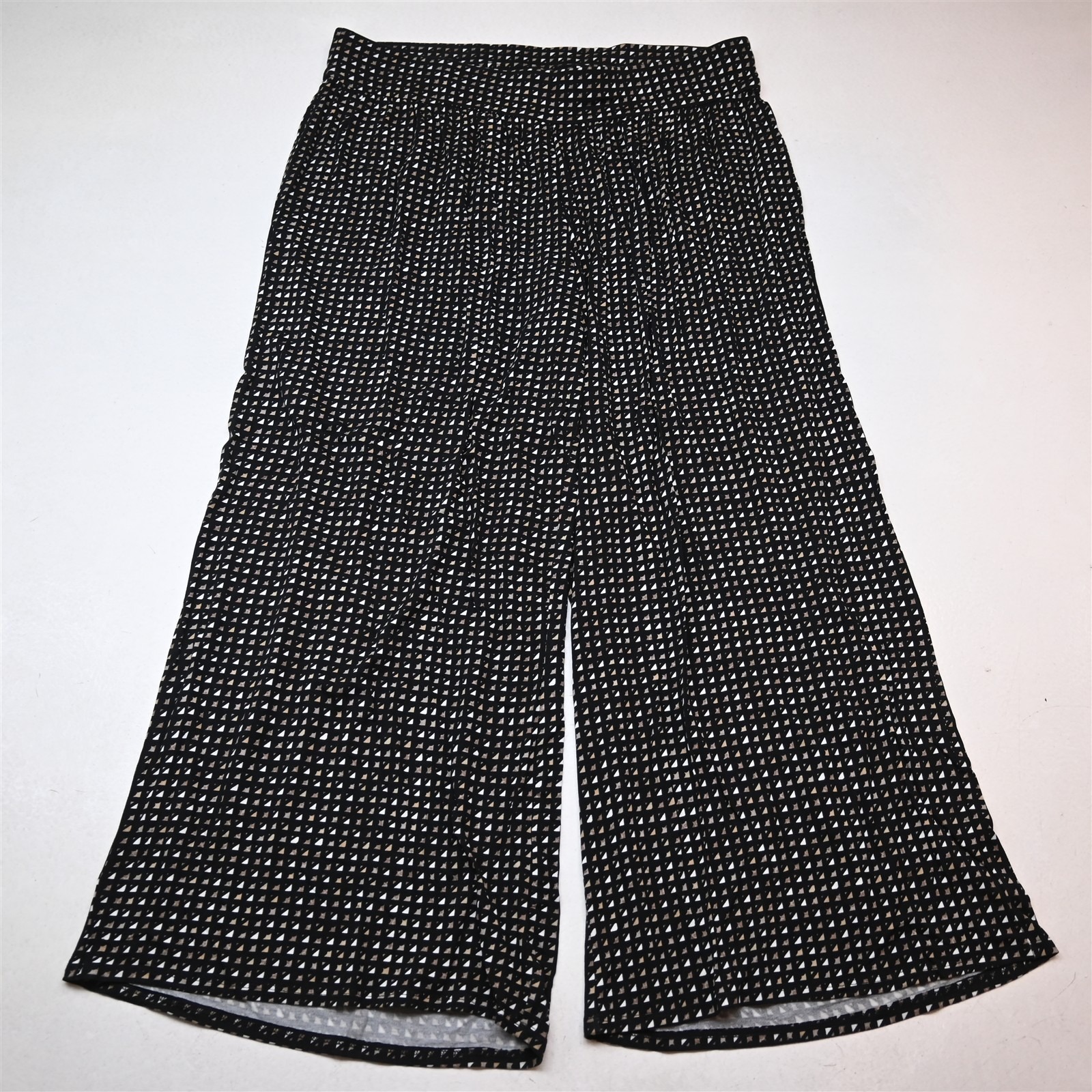 Lane Bryant 18 Black Triangle Pull On Pleated Wide Leg Womens Pants